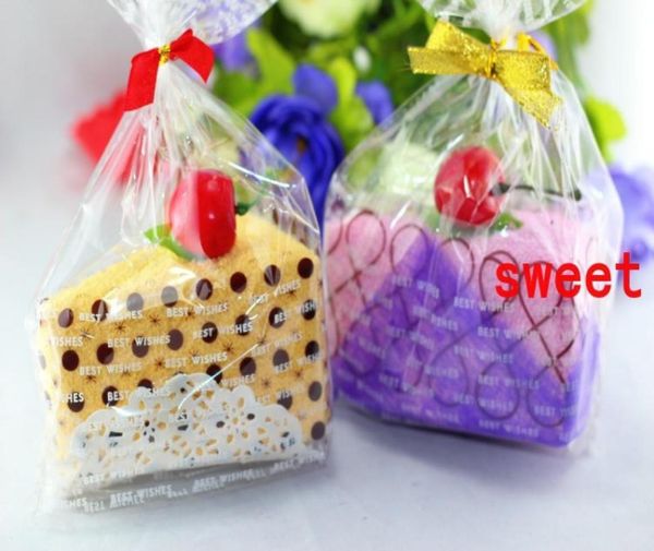 

10pcs 30cm30cm mini triangle cake towel mix color cute design small kerchief towel wedding gift baby shower gift souvenirs9824522