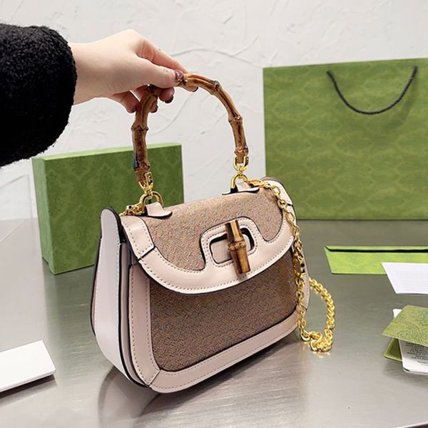 

mini bamboo bag women handbag shoulder bag bamboos lock saddles totes crossbody bags canvas classic letter woman fashion purses removable ch