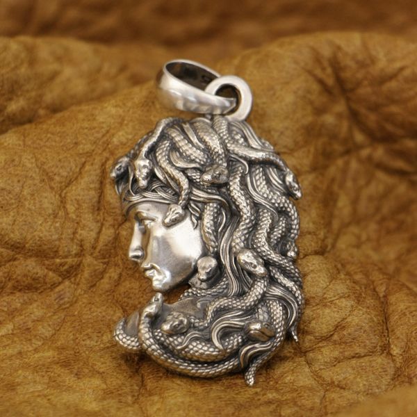 

linsion 925 sterling silver snake hair banshee pendant biker punk jewelry ta401