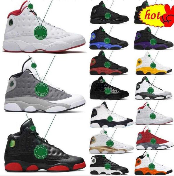 

13 jumpman 13s basketball shoes men women university brave blue navy red flint court purple obsidian del sol lakers mens trainers outdoor, Black