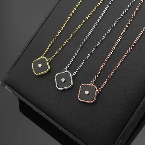 

clover necklace titanium steel luxury crystal pendant necklace women's brand fashion band diamond designer, Silver