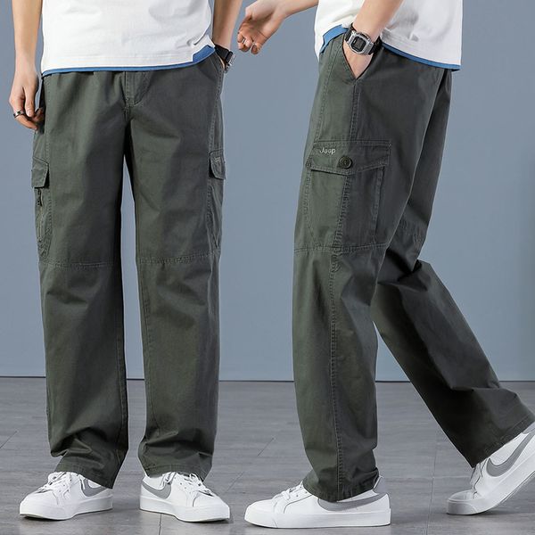 

men's pants men's cargo pants mens casual multi pockets military large size tactical pants men outwear army straight autumn pants, Black