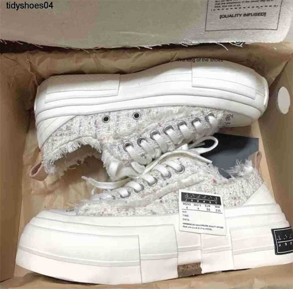 

vanness wu xvessels white tweed small fragrant fabric patchwork discolored low cork vulcanized shoes size 34-45, Black