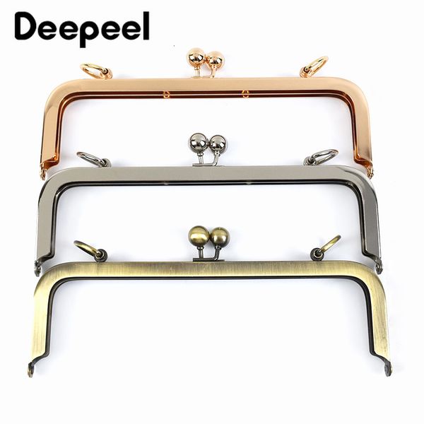 

bag parts accessories 25pcs 20cm square smooth handles bead head purse frames metal kiss clasp diy bags sewing brackets screw wallet framewo, Black