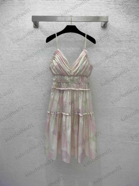 

designer dress colorful dizzy pleated design v-neck sleeveless suspender dress elastic band waist design brand slim maxiskit dress for women, Black;gray