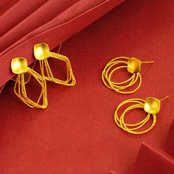 

women dangle earrings gometry fashion simple style unique 18k yellow gold filled jewelry gift, Silver