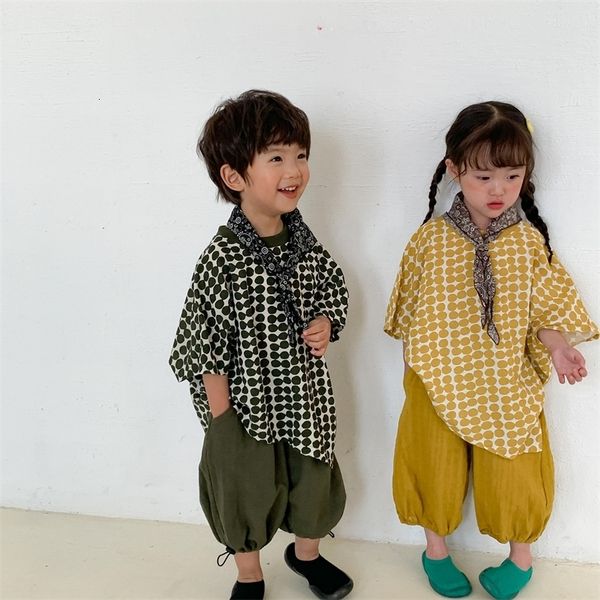 

t shirts summer children fashion dot irregular unique design oversized kids thin batwing sleeve loose tees 230317, Blue