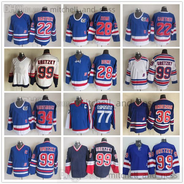 

movie vintage hockey jersey retro ccm embroidery 99 wayne gretzky jersey 22 mike gartner 28 tie domi 34 john vanbiesbrouck 36 glenn anderson, Black;red
