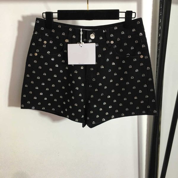 

23ss brand designer womens denim shorts full letter drill versatile slimming classic booty shorts temperament women clothing, White;black