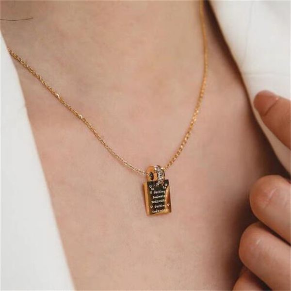 

new letter square love letter choker chokers collar chain simple zircon ring neckchain ins small design sense ab1123, Golden;silver