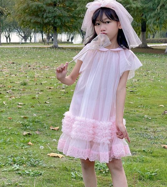 

girl's dresses f pink fairy hem lace mesh dress 230320, Red;yellow