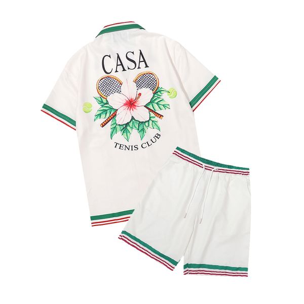 

casablanc shirt 22ss designer shirts masao san print mens casual shirt womens loose silk casablacnca shirt short sleeves luxury t-shirt tees, White;black