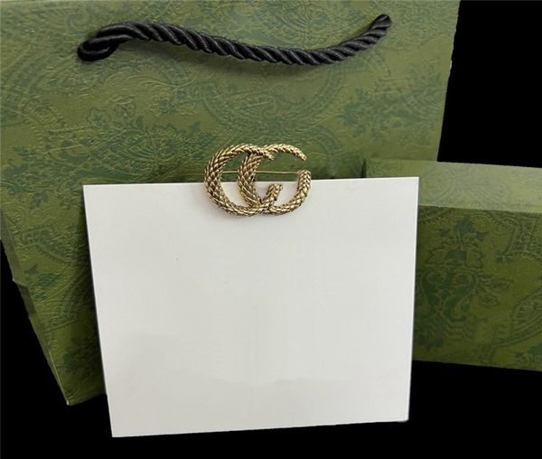 

3 styles brooch luxury designer jewelry stylish wheat texture pin suit dress letter gold broochs pins clothes ornamen7339706, Gray