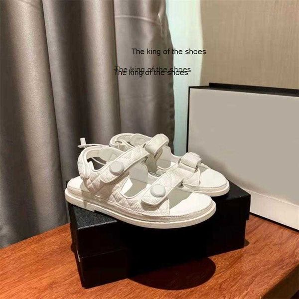 

dad sandals grandad sandals loafers caviar leather chain gold women slippers crystal calf quilted platform summer designers, Black