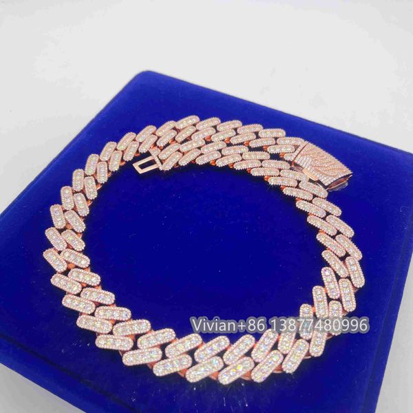 

big diamond miami cuban chain hip hop jewelry silver 925 iced out vvs moissanite diamond men necklace cuban link chain