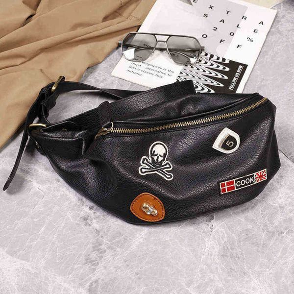 

fashion leather waist bag small chest korean men's outdoor leisure satchel back backpack 220810