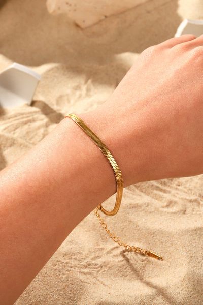 

men's and women's simple european and american bracelet flat snake bracelet gold stainless steel bracelet, Black
