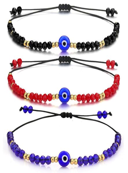 

braided evil blue eye strands bracelet handmade jewelry colorful crystal beads bracelets for women girl6734635, Black