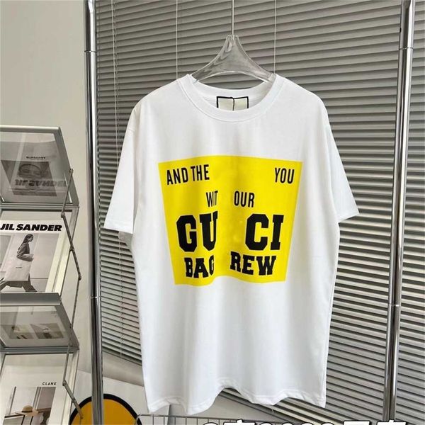 

80% off factory outlet online summer new yellow printed t-shirt men and women same style lovers loose cotton half sleeve fashion, White