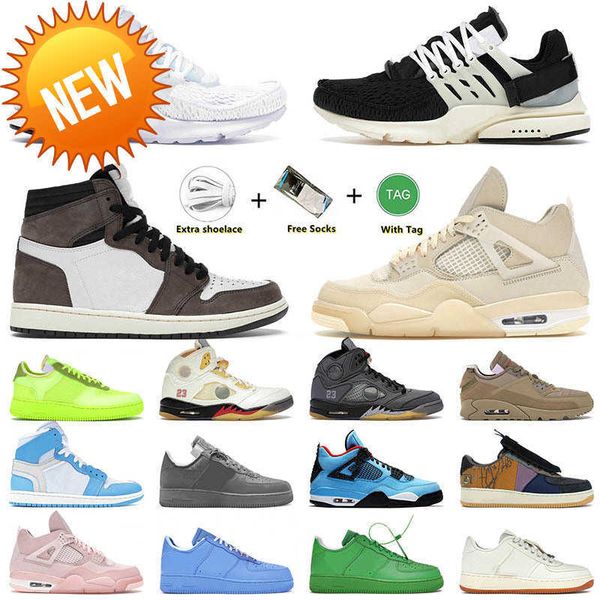 

5a shoes outdoor designer ts x ow high 1 travis scotts jorden1s offs white sail 4 presto unc brooklyn for men women sneakers big size 13, Black
