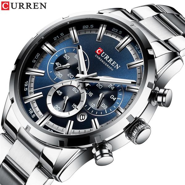 

relogio masculino curren fashion mens watches brand luxury wrist quartz clock men waterproof chronograph 220329287r, Slivery;brown