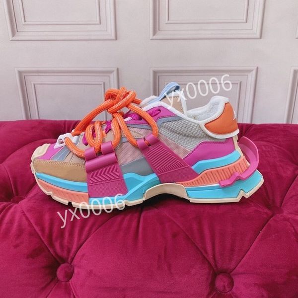 

2023new men sneaker casual shoes mens fashion mesh calfskin patchwork black white sneakers knit technical platform trainers