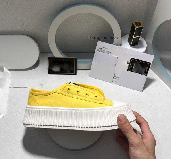 

spring and summer slippers 2022 one foot pedal platform ob03 canvas shoes women's muffin bottom versatile heightened canvas single shoe, Black