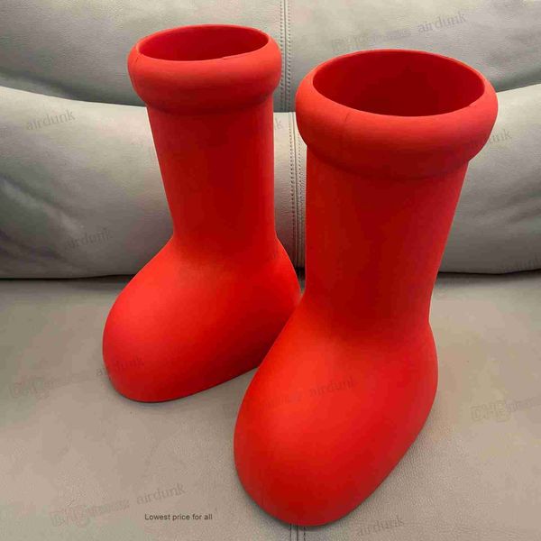 

2023 boots big red boot men women rain designer thick bottom rubber platform non-slip bootie oversized mens fashion boots big size shoe, Black