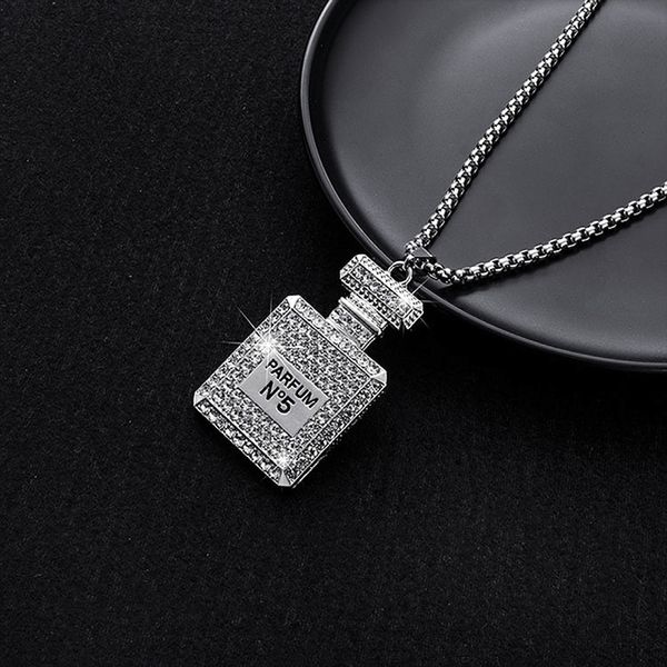 

fashion shining perfume bottle necklace simple pendant trend hip-hop pendant gift, Silver