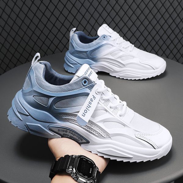 

dress shoes gradient men sneakers breathable mesh running tenis masculino fashion comfortable lace up casual vulcanized 230320, Black