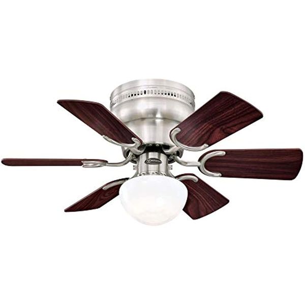 

petite indoor ceiling fan with light, 30 inch, brushed nickel