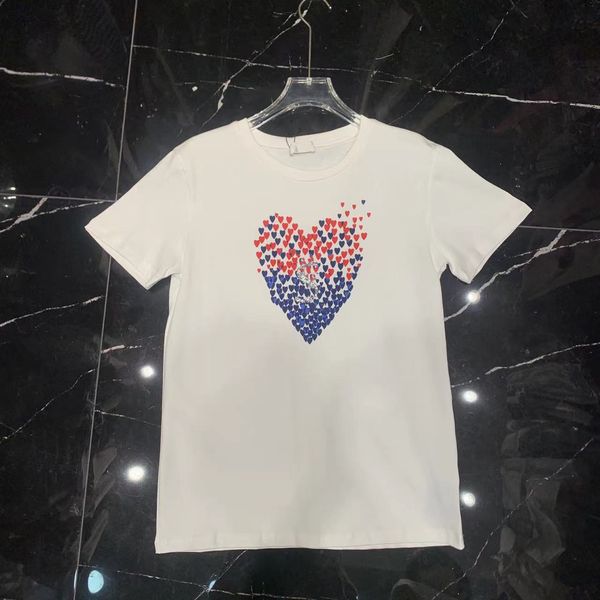 

2023 paris fashion mens designer t shirt amis embroidered red heart solid color big love round neck heart short sleeve t-shirt for men and w, White