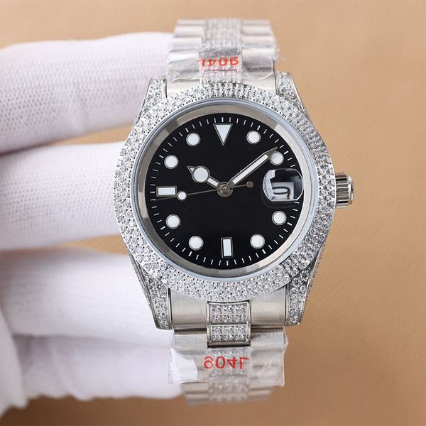 

diamond watch mens watch fully automatic mechanical watch sapphire stainless steel strap multiple colors available shinny wristwatch, Slivery;brown