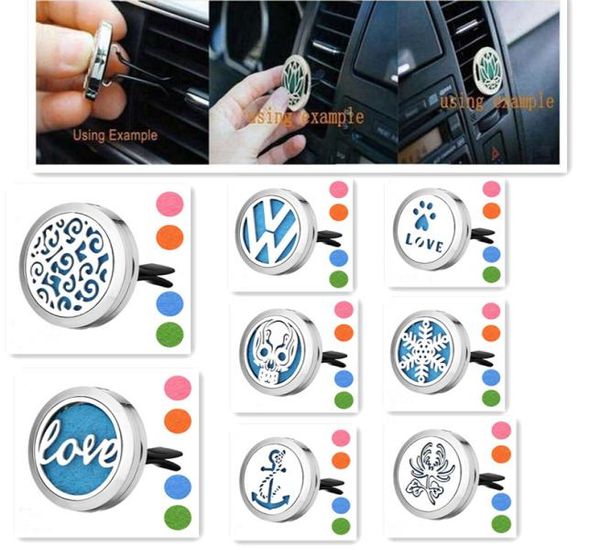 

drop ship car vent clip air freshener essential oil diffuser 316l steel locket essential oil car diffuser 10pads9533941