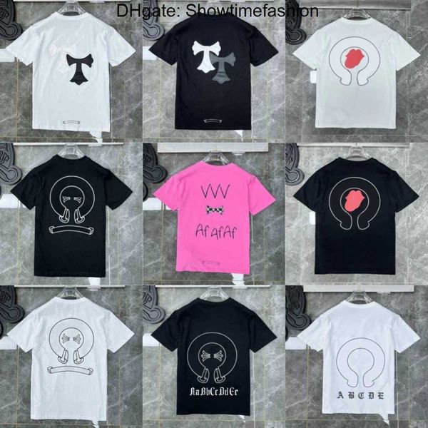 

fashion mens classic t shirts brand t-shirts ch white short sweater casual embossed letter horseshoe sanskrit cross pattern designers 8dtr, White;black