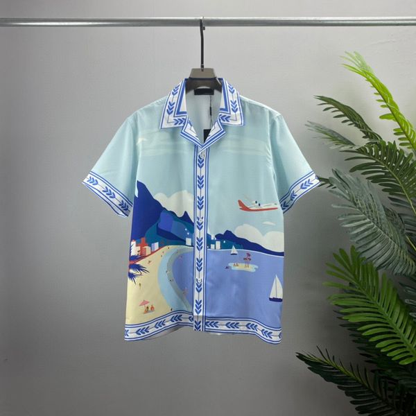 

23ss usa plus size artist painting flower tee casual bandanna beach shirts men plants spring summer high street t shirt short sleeve silk ts, Black;brown