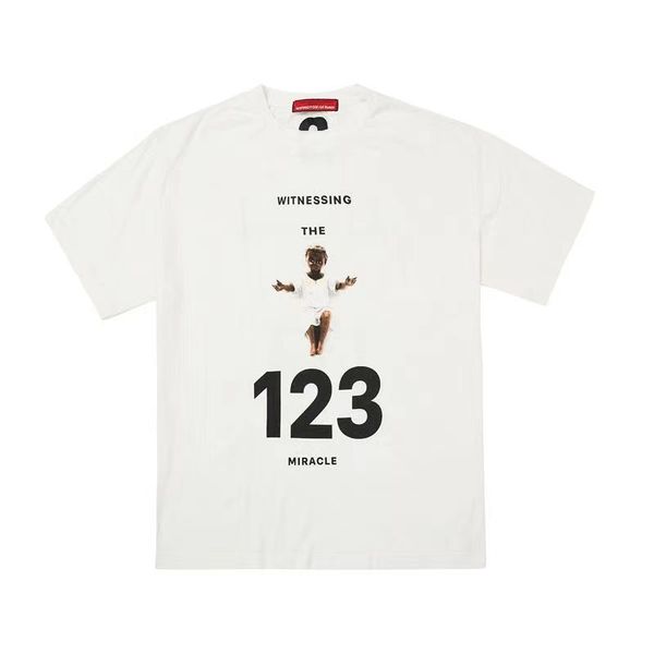 

fly of god rrr123 angel baby short-sleeved high street european and american fashion brand jerry with the same loose t-shirt male, White;black
