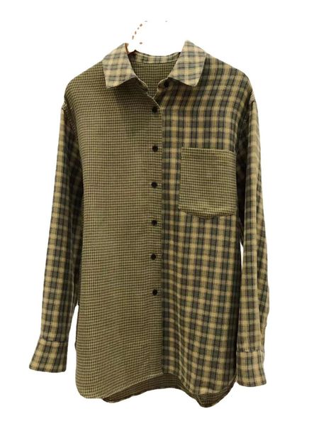 

women's polos fall and winter plaid casual loose cottonwool blended lapel shirt 230317, White
