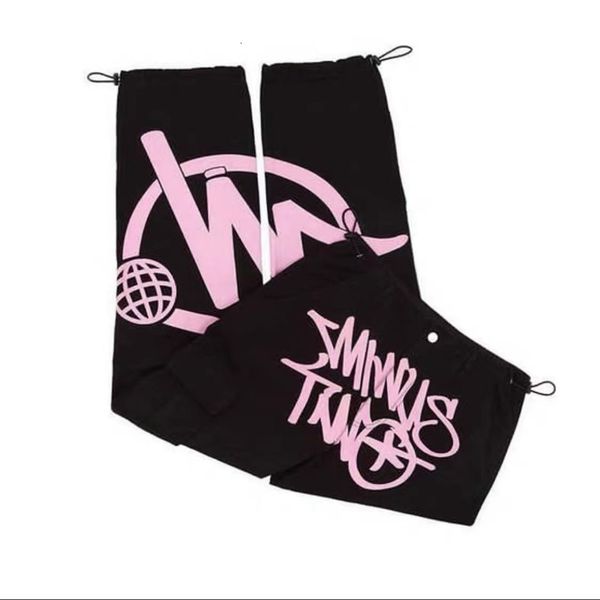 

pants minus two cargo harajuku mens casual loose punk rock straight wide leg trouser streetwear y2k pant retro street trend overalls 230320, Black