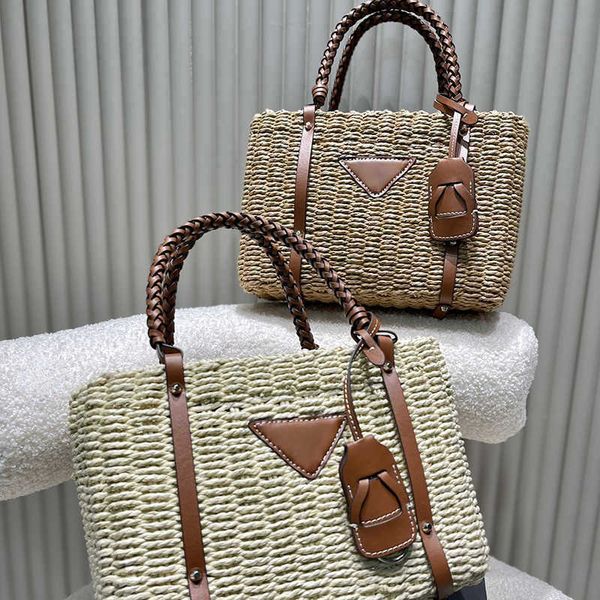 

new triangle straw beach bag designer bag totes women travel bag fashion weave tote bag shoulder messenger luxury handbag purse holiday shop