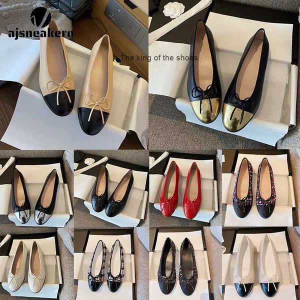 

designer's bow ballet shoes small fragrant wind spring and autumn color letters leather fashion women's shoes black flat-bottomed