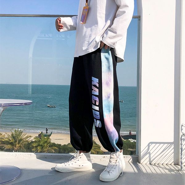 

mens pants mens stripe tiedyesweatpants male casual jogger trousers hip hop korean streetwear drawstring pantalones hombre 230320, Black