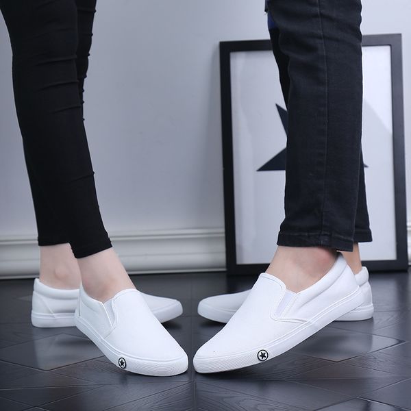 

dress shoes summer casual canvas ladies white men women couples lazy light breathable vulcanized loafers 230320, Black