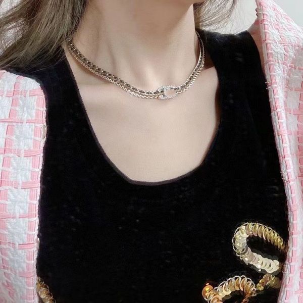 

accessories diamond ring luxury designer necklace flowers clover bangle women 2color brand desinger letter pendant necklaces fashion men col, Silver