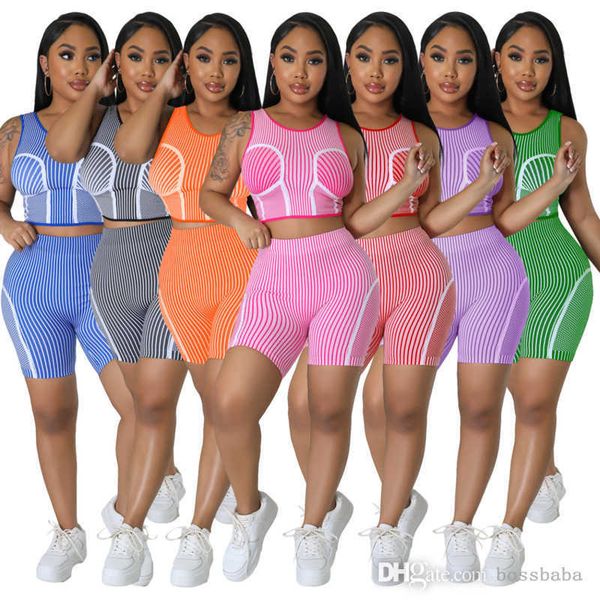 

women tracksuits two peices set designer 2023 new fashion positioning printed slim fit sports tank casual sets 7 colours, Gray