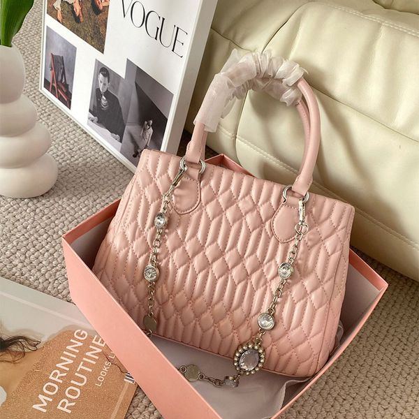 

wrinkle basket tote bag shoulder handbag purse folded sheepskin leather fashion letter crystal chain crossbody bags removable adjustable str