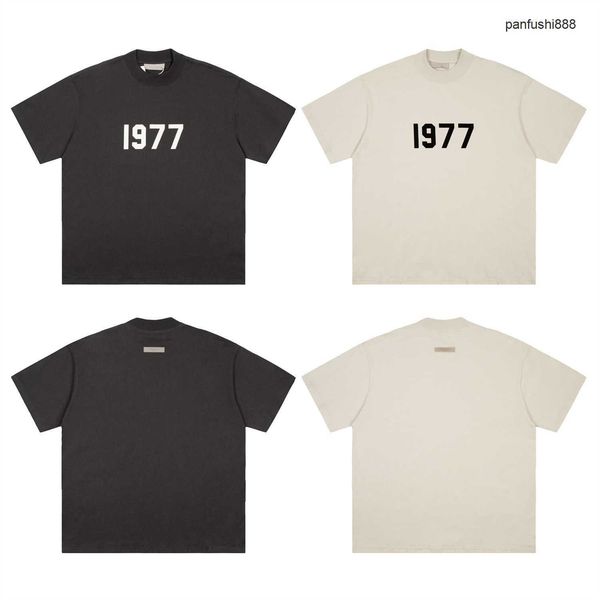 

foggg versatile cool shirts high edition season 8 double thread essen1977 flocked short sleeve street loose couple t-shirt, White;black