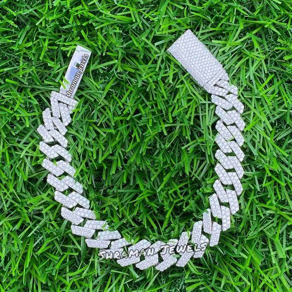

925 sterling silver moissanite diamond cuban link bracelet | 12mm iced out cuban bracelet | 22" men's cuban diamond necklace