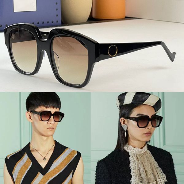 

oversized sunglasses connecting logo tortoiseshell acetate temples for women men square frame 0740 with interlocking big designer gradient b, White;black