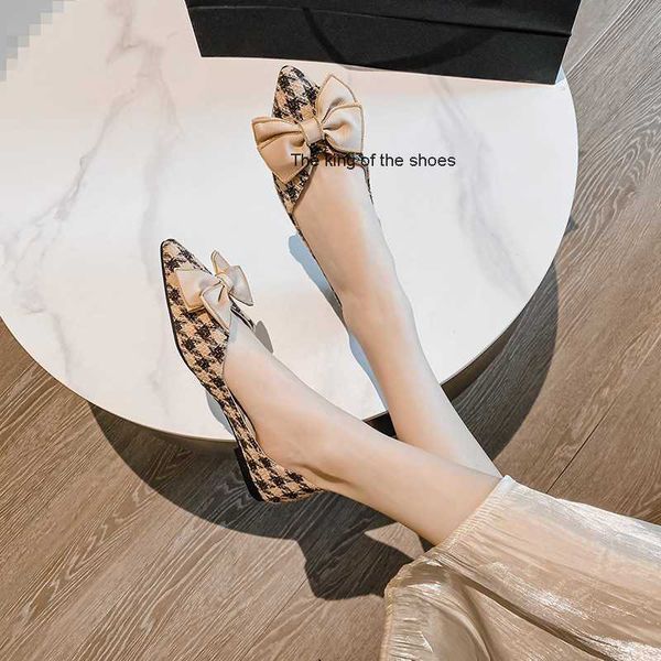 

dress shoes small fragrant single shoes women's flat new spring and autumn bridesmaids pointed shoes low heels, Black